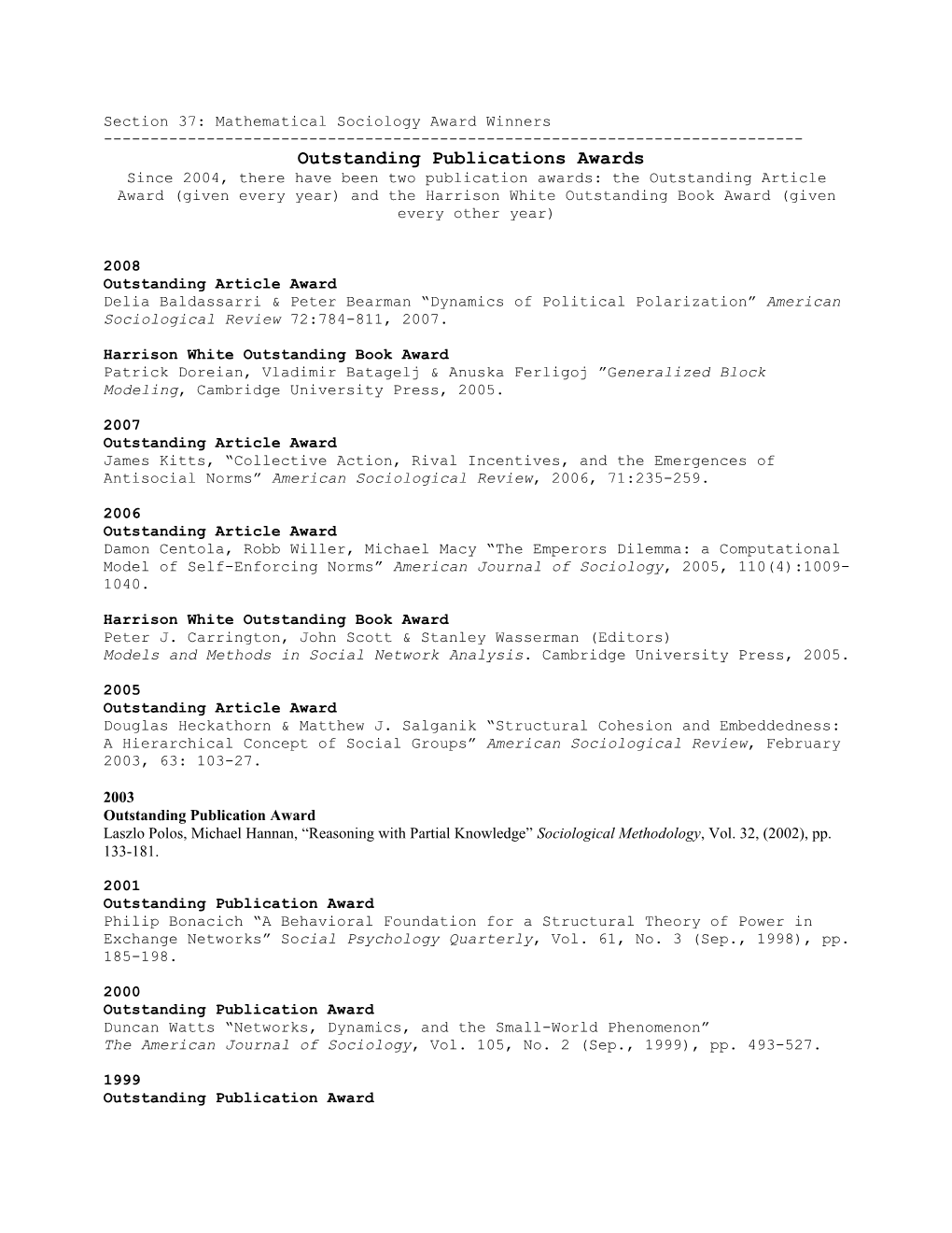 Section 37: Mathematical Sociology