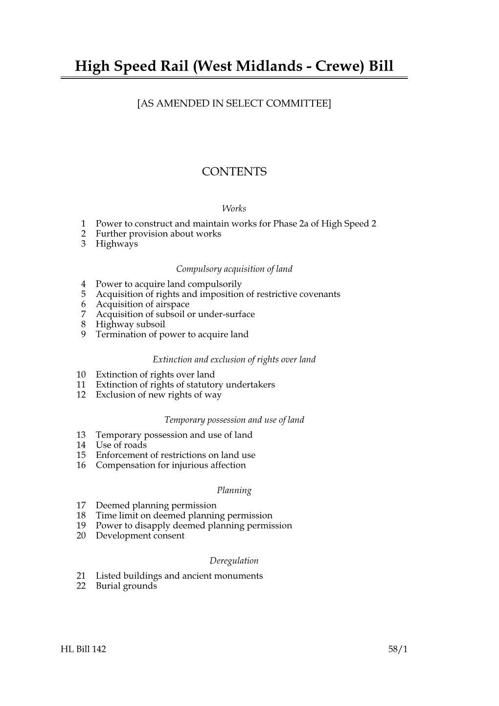 High Speed Rail (West Midlands - Crewe) Bill