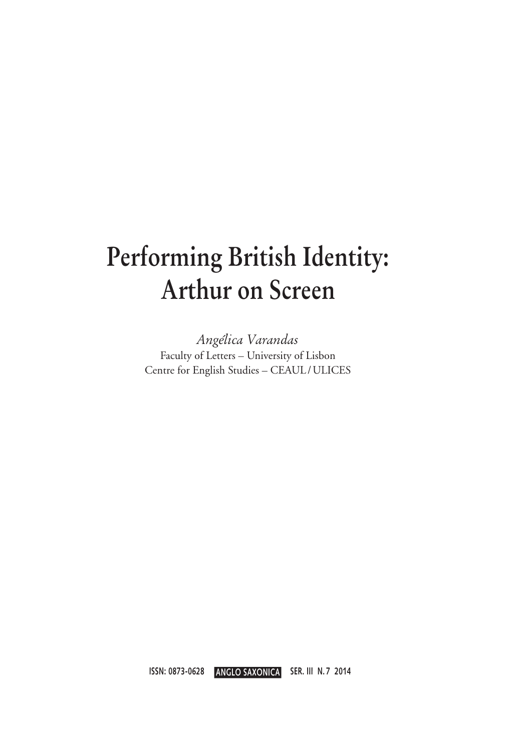 Performing British Identity: Arthur on Screen