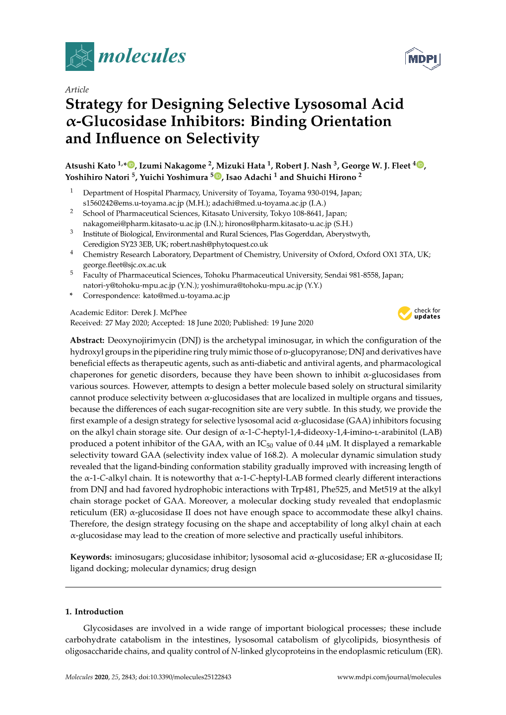 Glucosidase Inhibitors: Binding Orientation and Inﬂuence on Selectivity