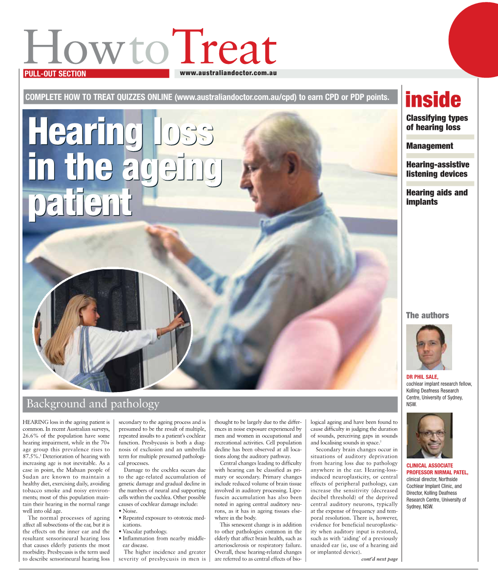 Hearing Loss in Ageing Patients Dr Nirmal Patel