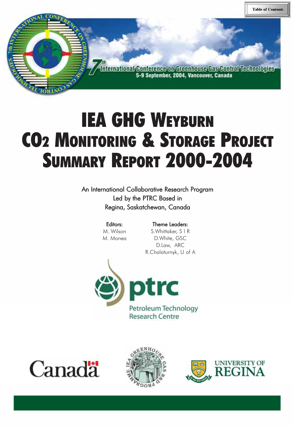 Iea Ghg Weyburn Co2 Monitoring & Storage Project Summary Report 2000-2004