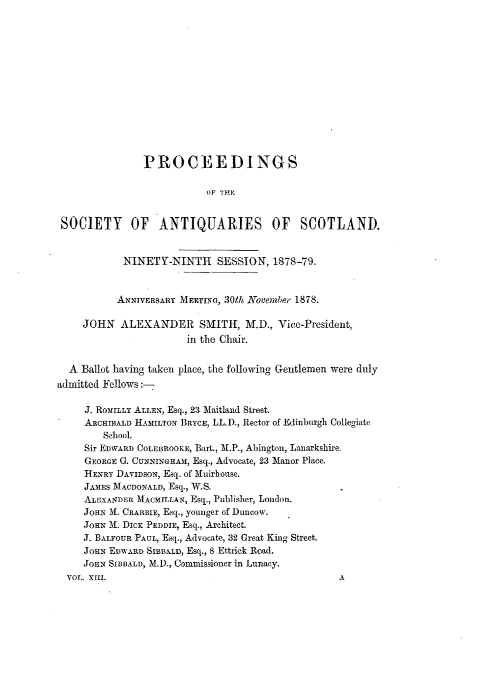 Proceedings Society of Antiquaries of Scotland