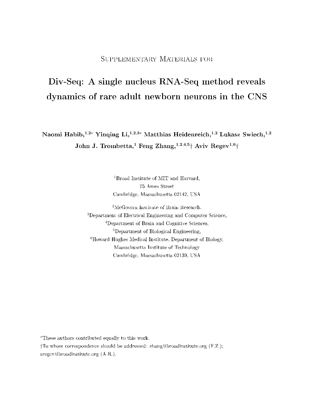 A Single Nucleus RNA-Seq Method Reveals Dynamics of Rare Adult Newborn Neurons in the CNS