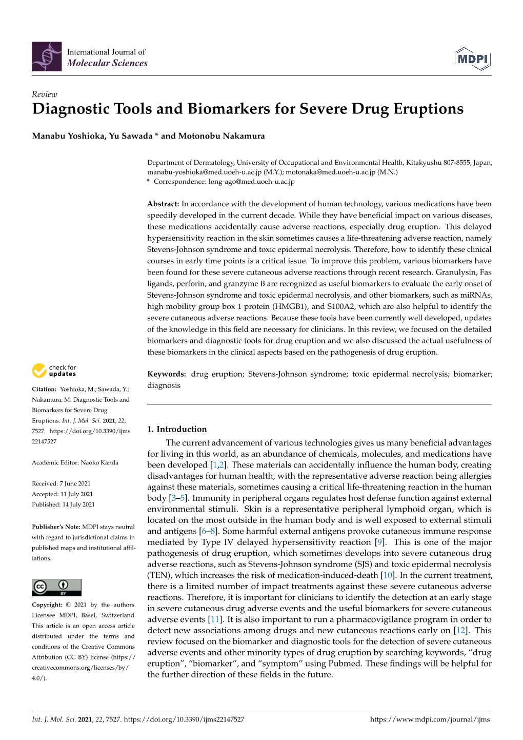 Diagnostic Tools and Biomarkers for Severe Drug Eruptions