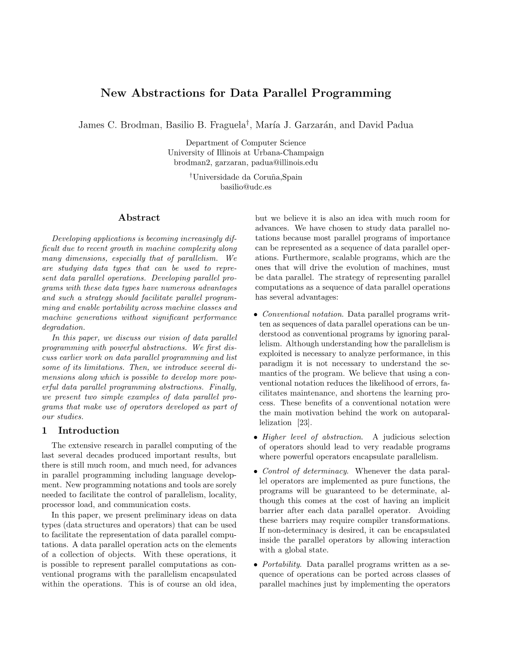 New Abstractions for Data Parallel Programming