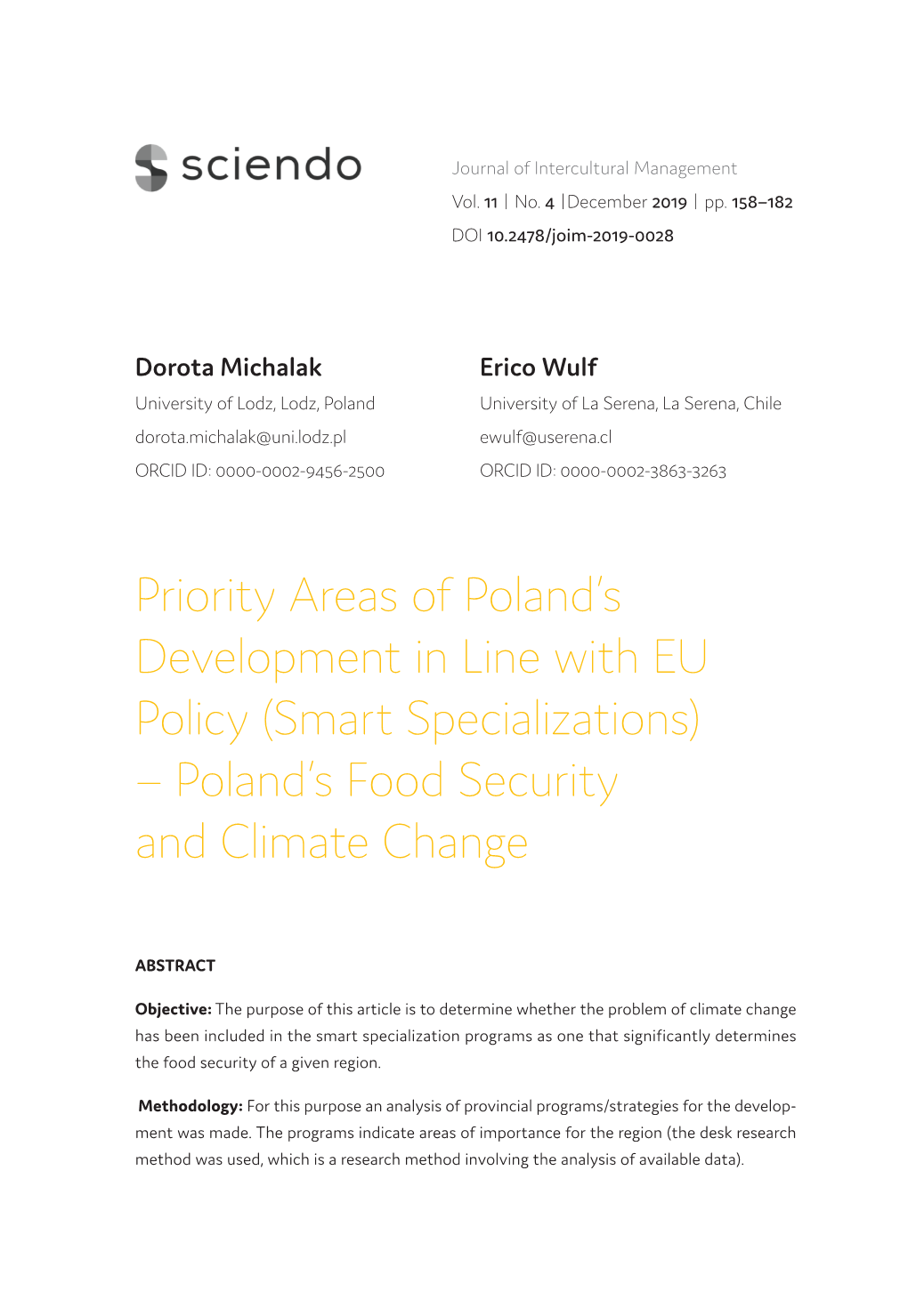 Priority Areas of Poland's Development in Line with EU Policy