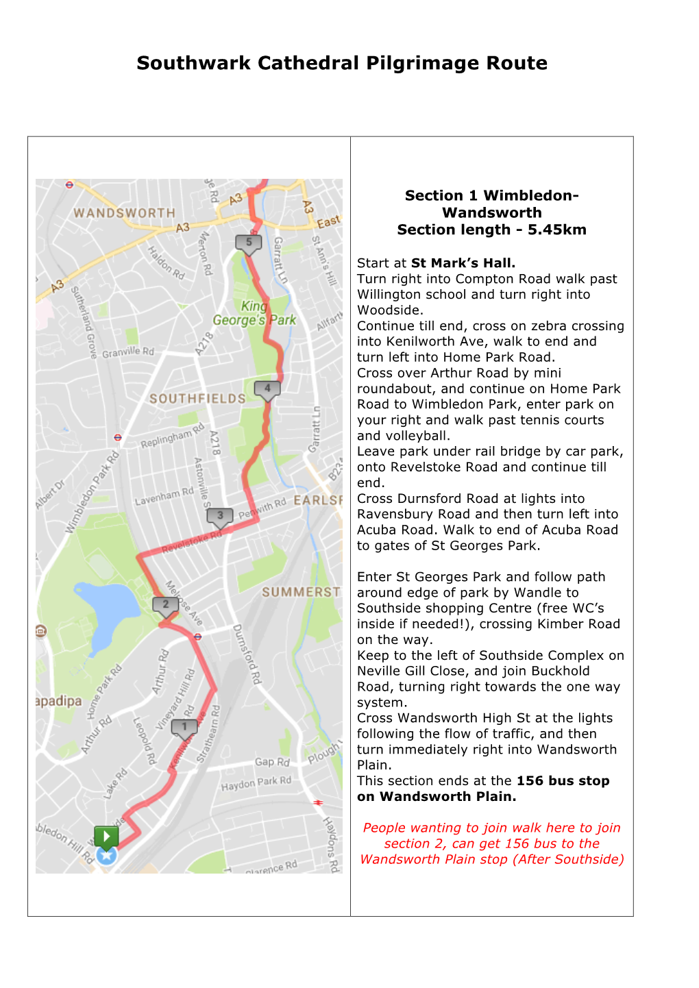 Southwark Cathedral Pilgrimage Route