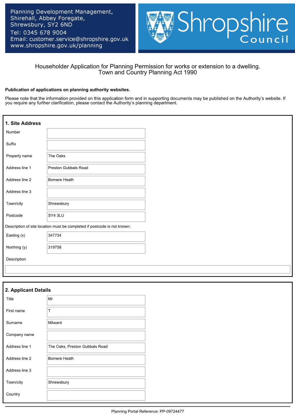 Householder Application for Planning Permission for Works Or Extension to a Dwelling