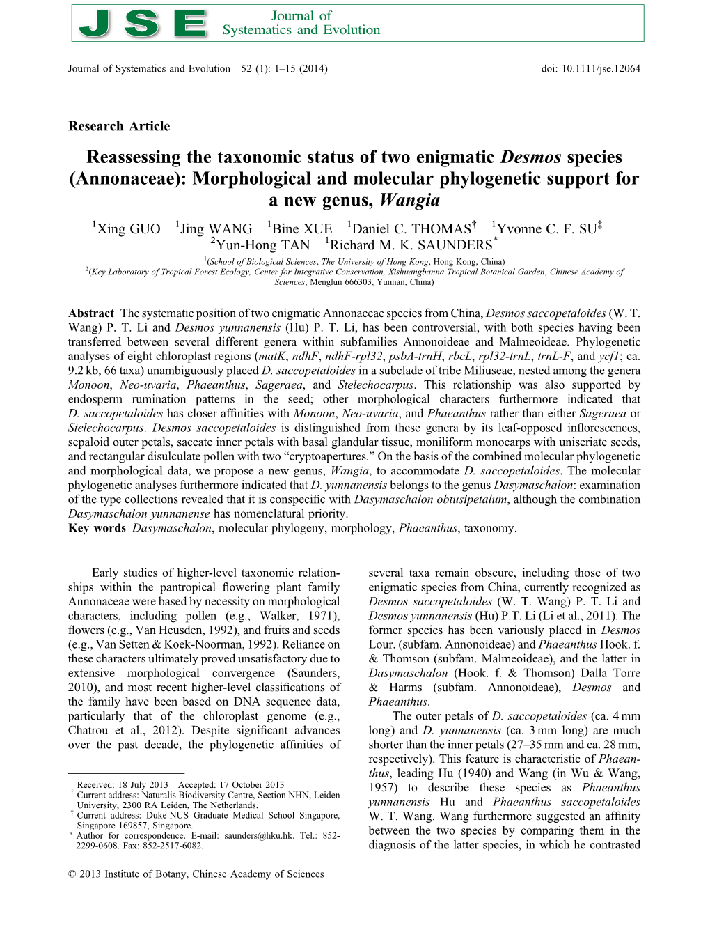 Reassessing the Taxonomic Status of Two Enigmatic Desmos Species