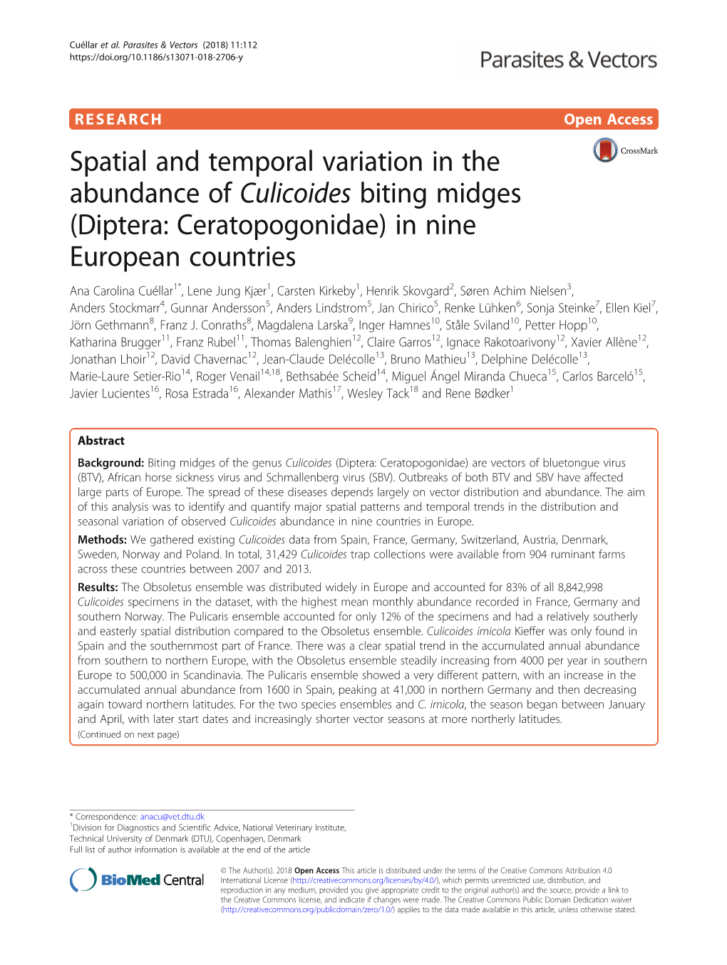 Spatial and Temporal Variation in the Abundance of Culicoides Biting