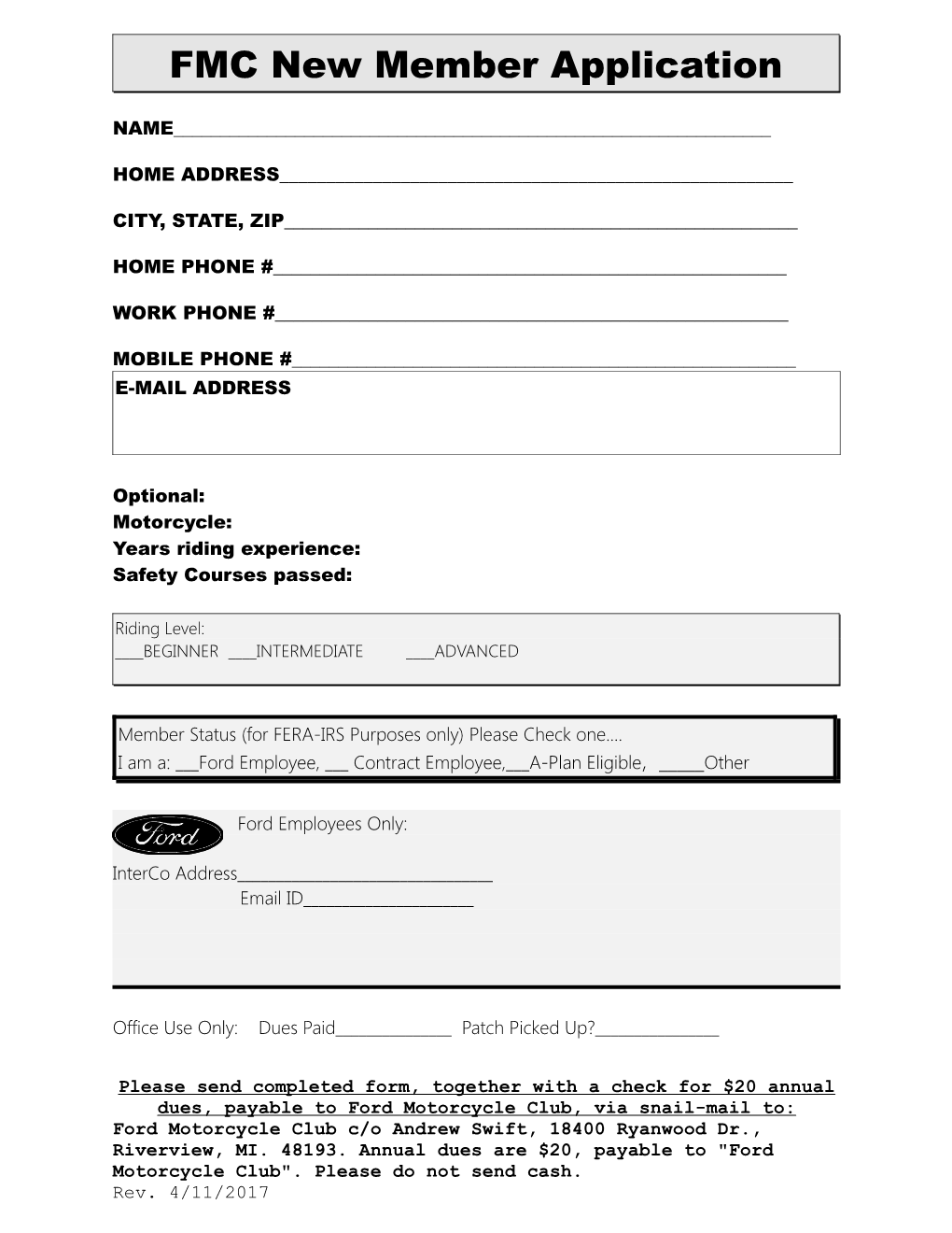 New Member Application