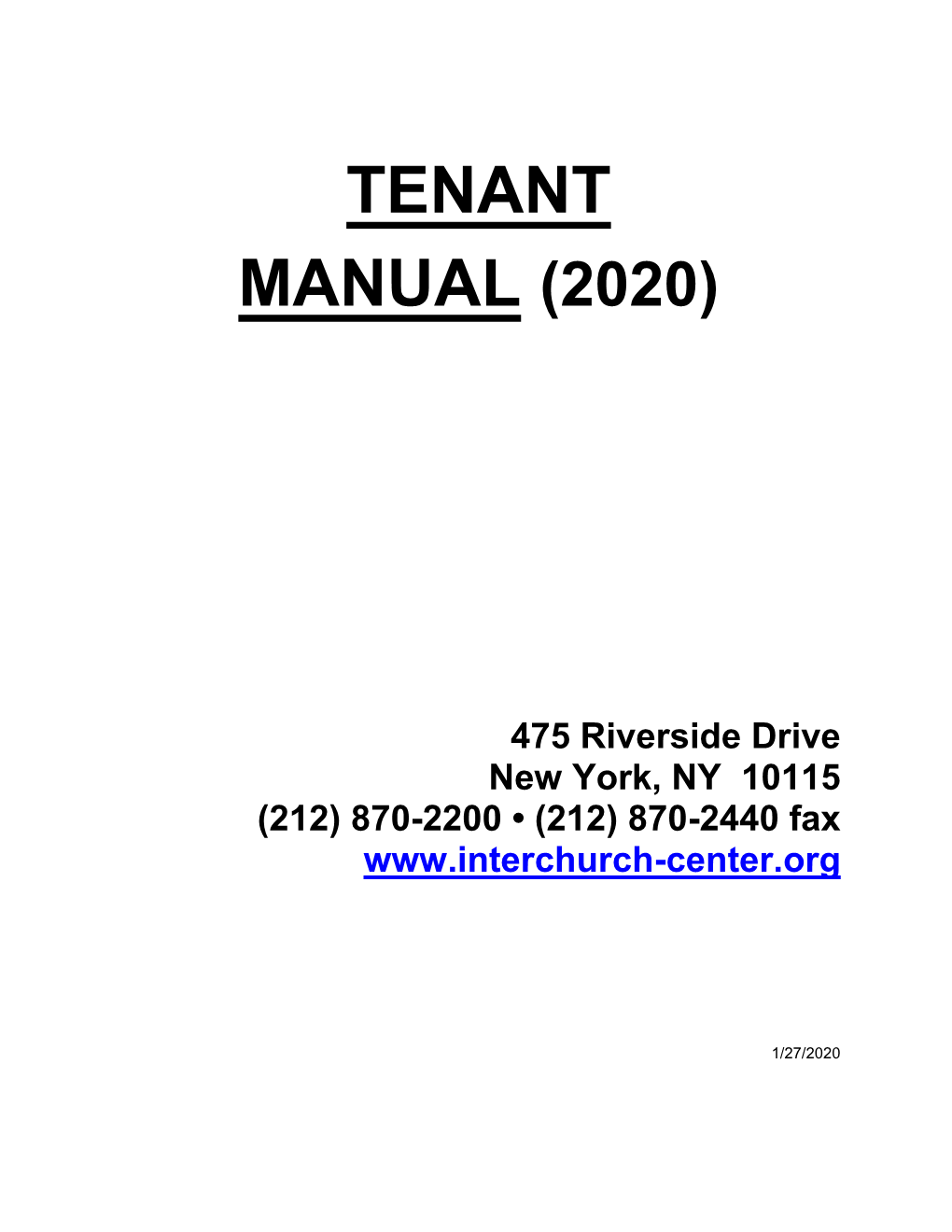 Tenant Manual (2020)