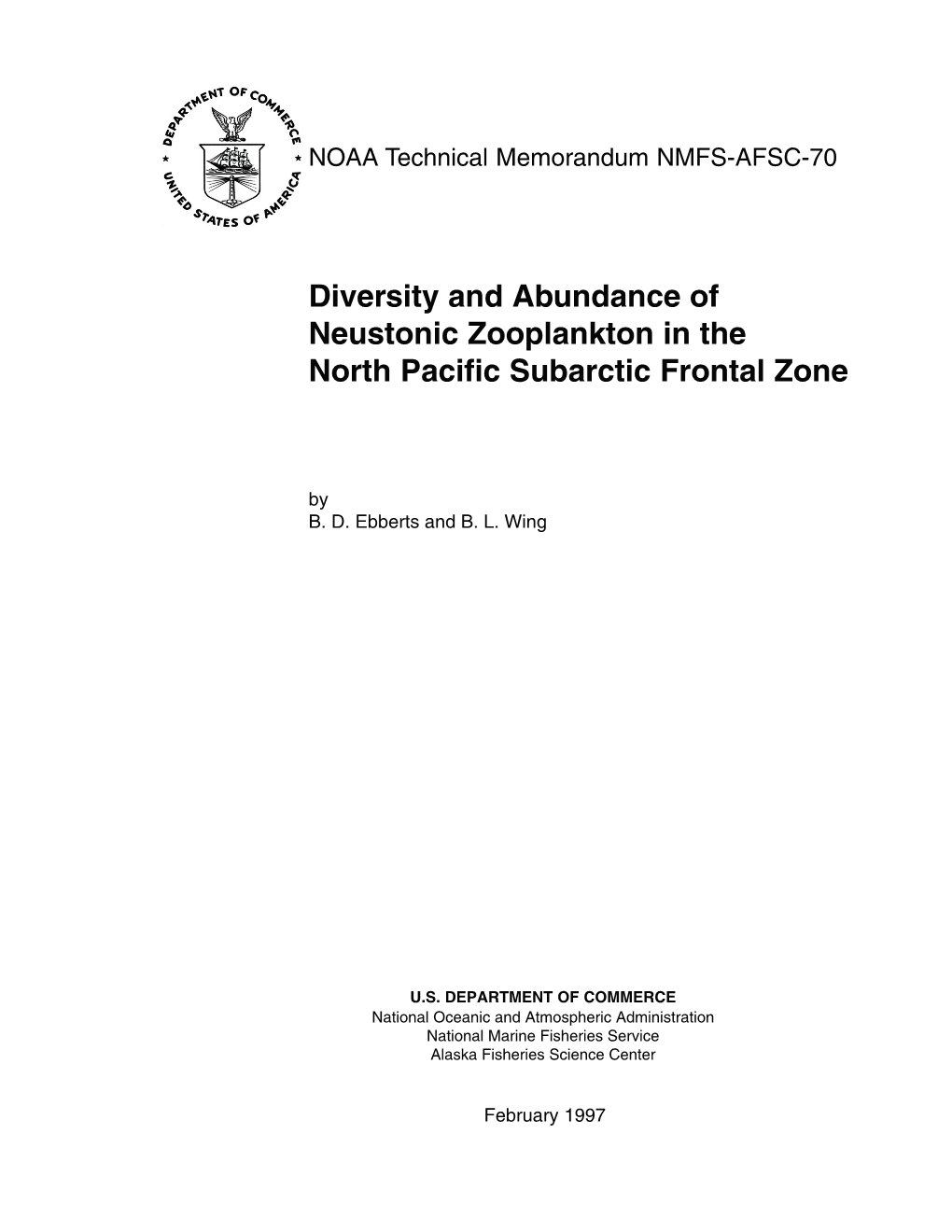 Diversity and Abundance of Neustonic Zooplankton in the North Pacific Subarctic Frontal Zone