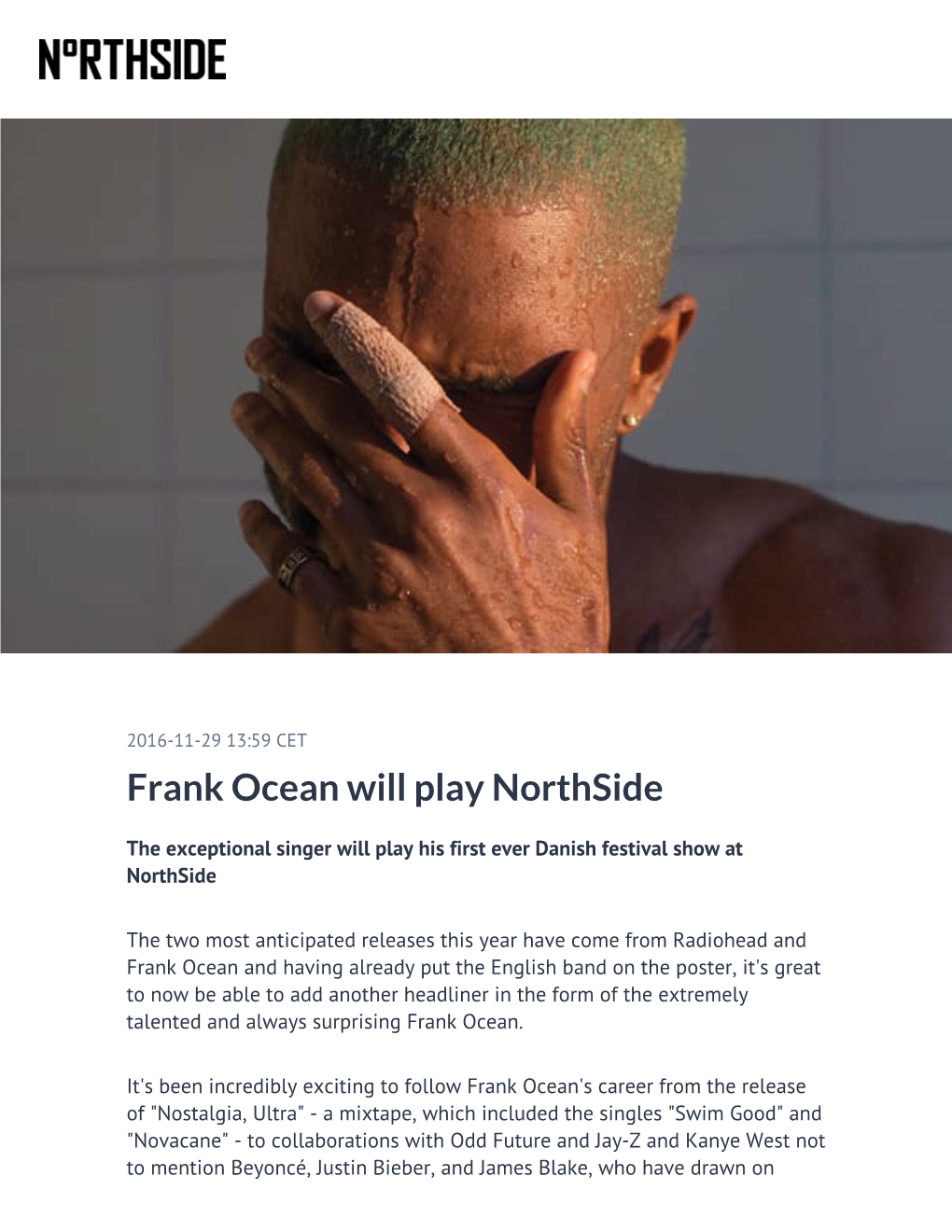 Frank Ocean Will Play Northside