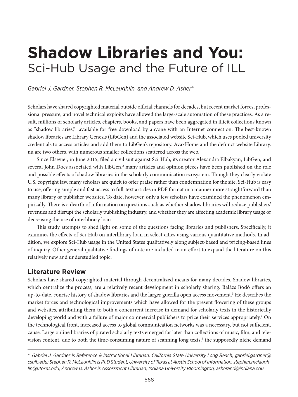 Shadow Libraries and You: Sci-Hub Usage and the Future of ILL