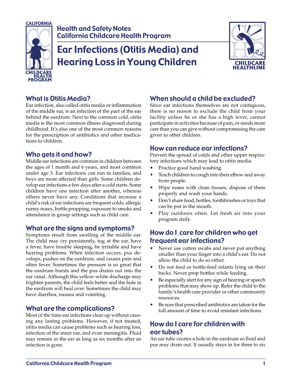 Ear Infections (Otitis Media) and Hearing Loss in Young Children