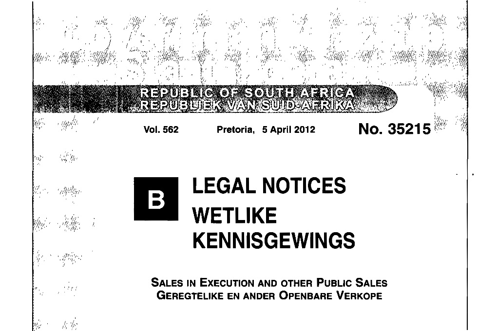 Legal Notices Wetlike Kennisgewings