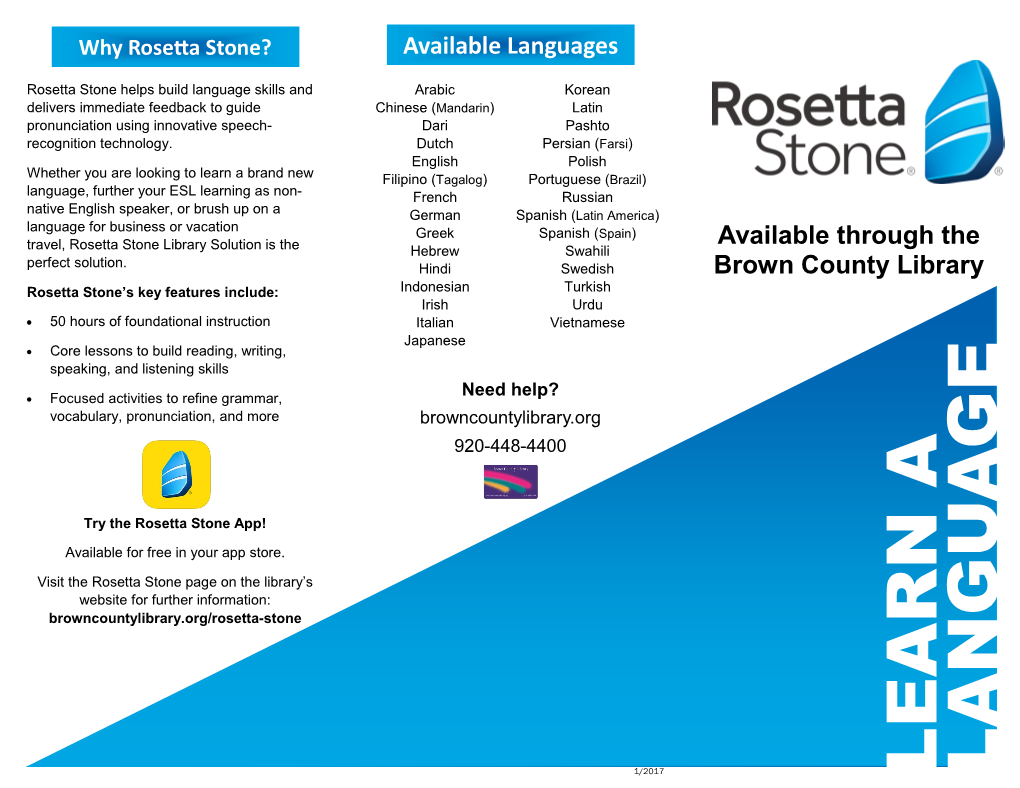 Why Rosetta Stone? Available Languages