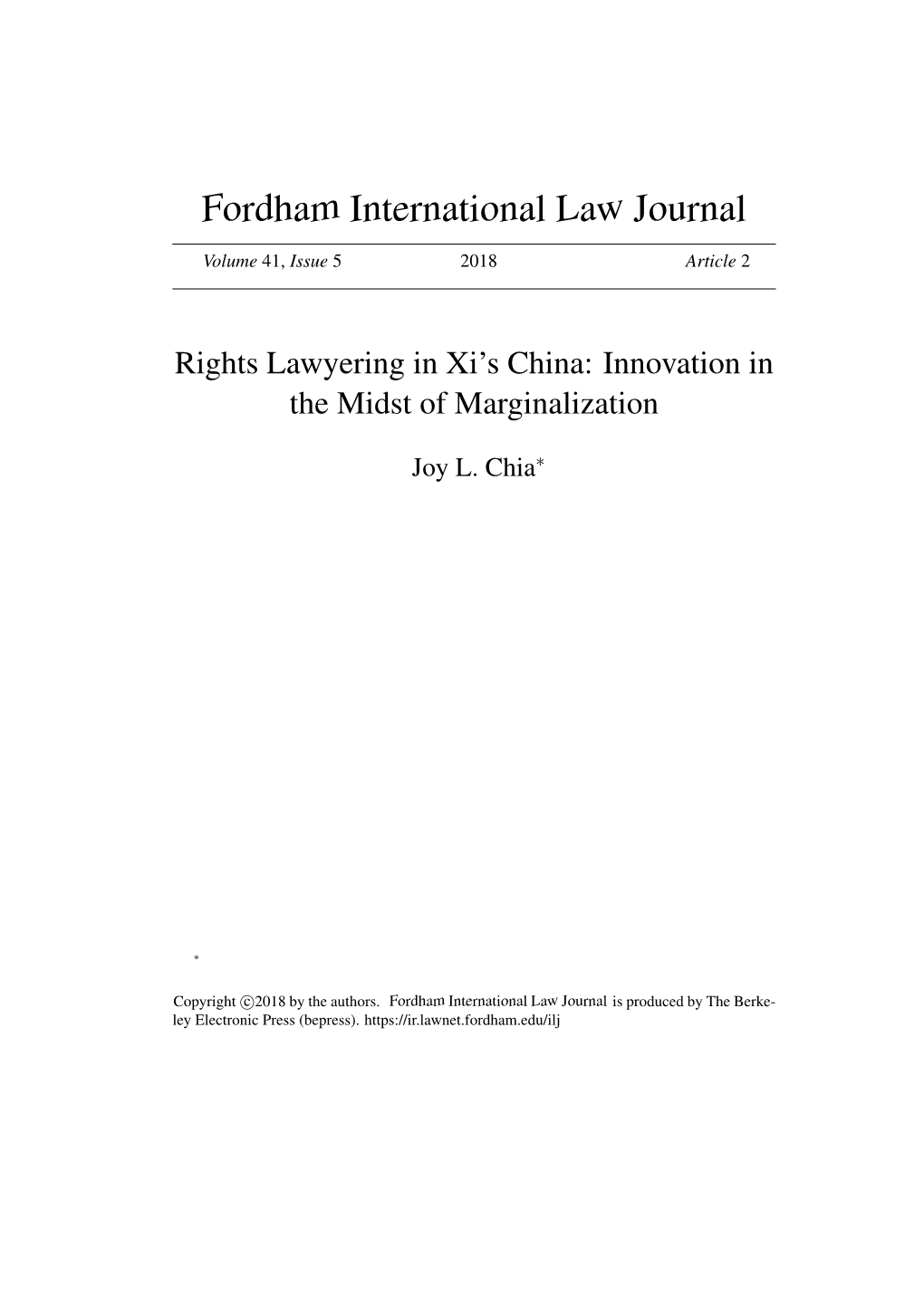 Rights Lawyering in Xi's China
