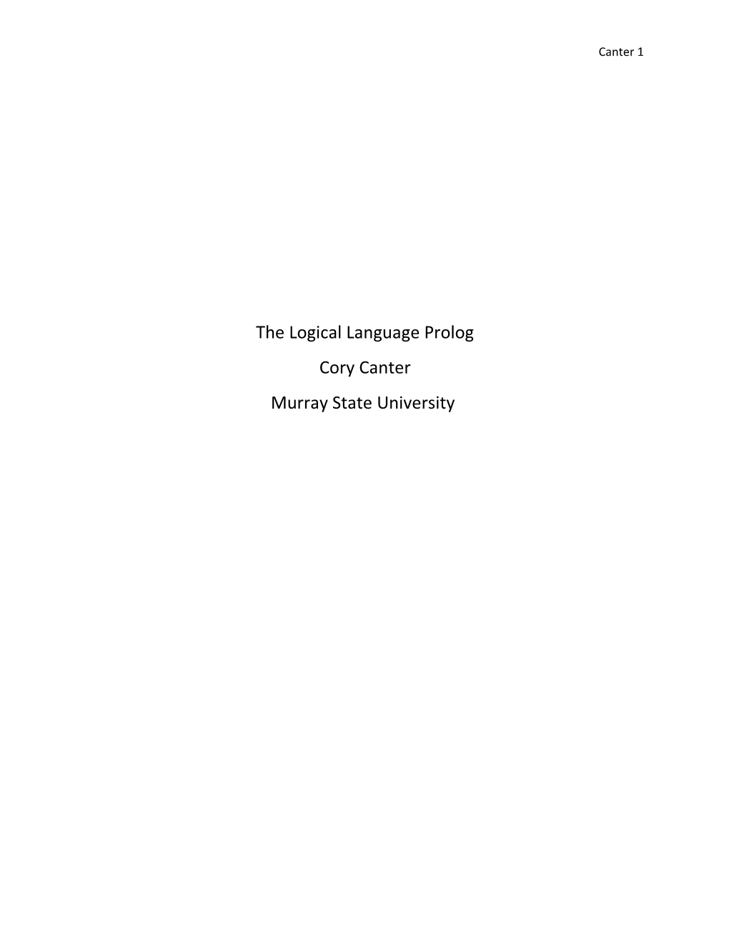 The Logical Language Prolog