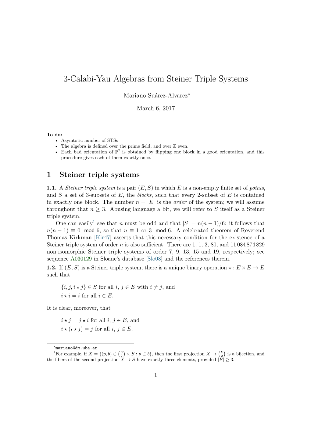 3-Calabi-Yau Algebras from Steiner Triple Systems