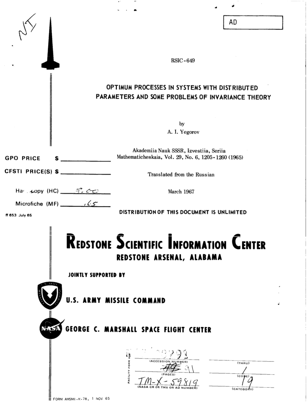 1 Redstone Scientific Information (Enter Redstone Arsenal, Alabama