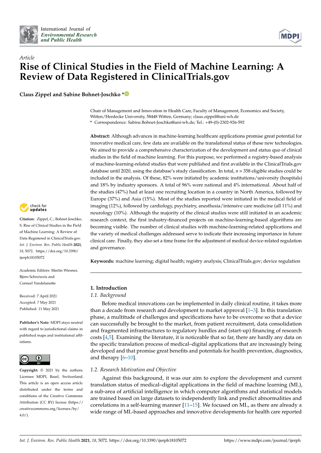 Rise of Clinical Studies in the Field of Machine Learning: a Review of Data Registered in Clinicaltrials.Gov