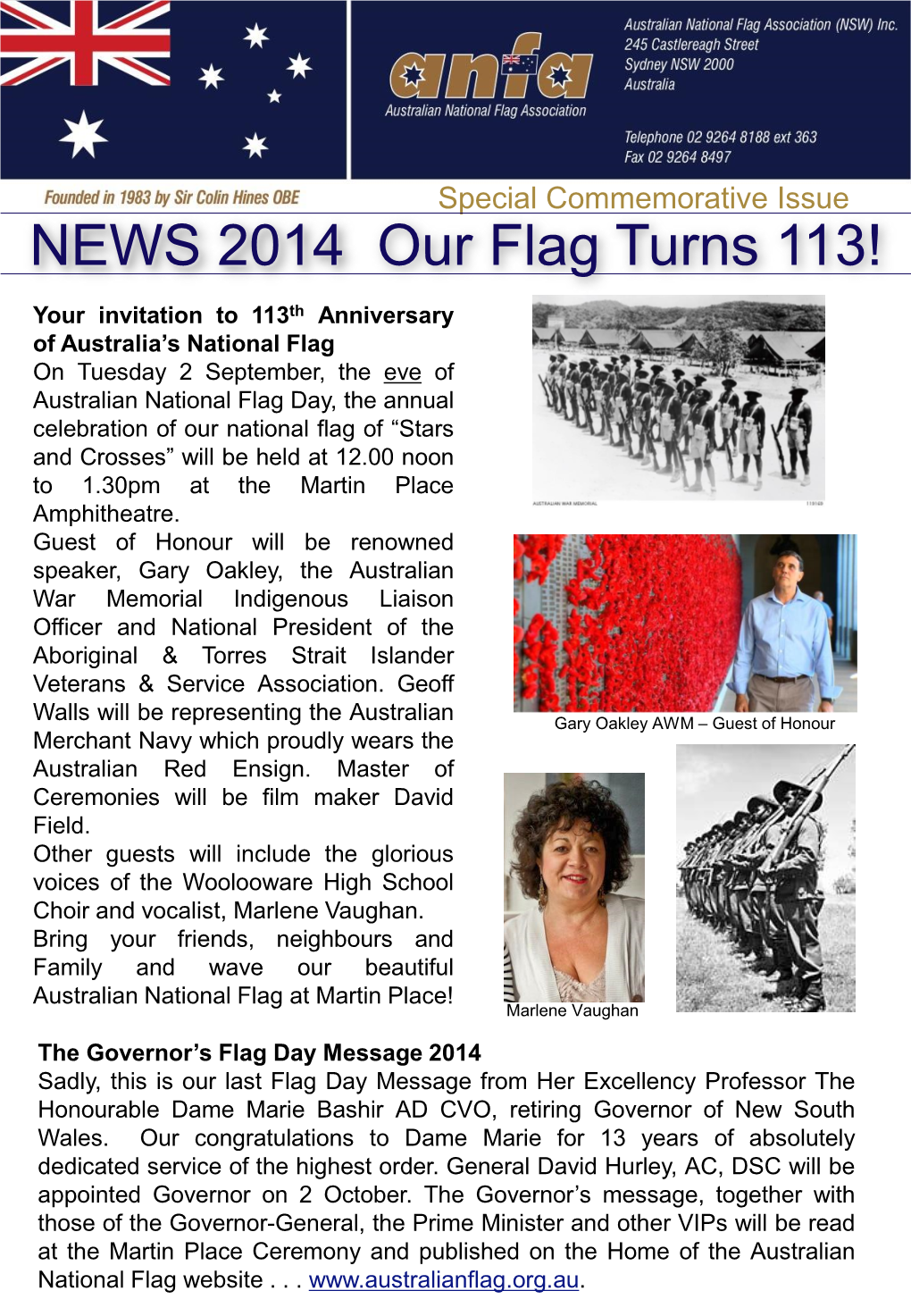 NEWS 2014 Our Flag Turns 113!