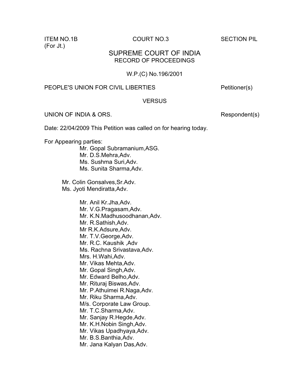 Item No.1B Court No.3 Section Pil