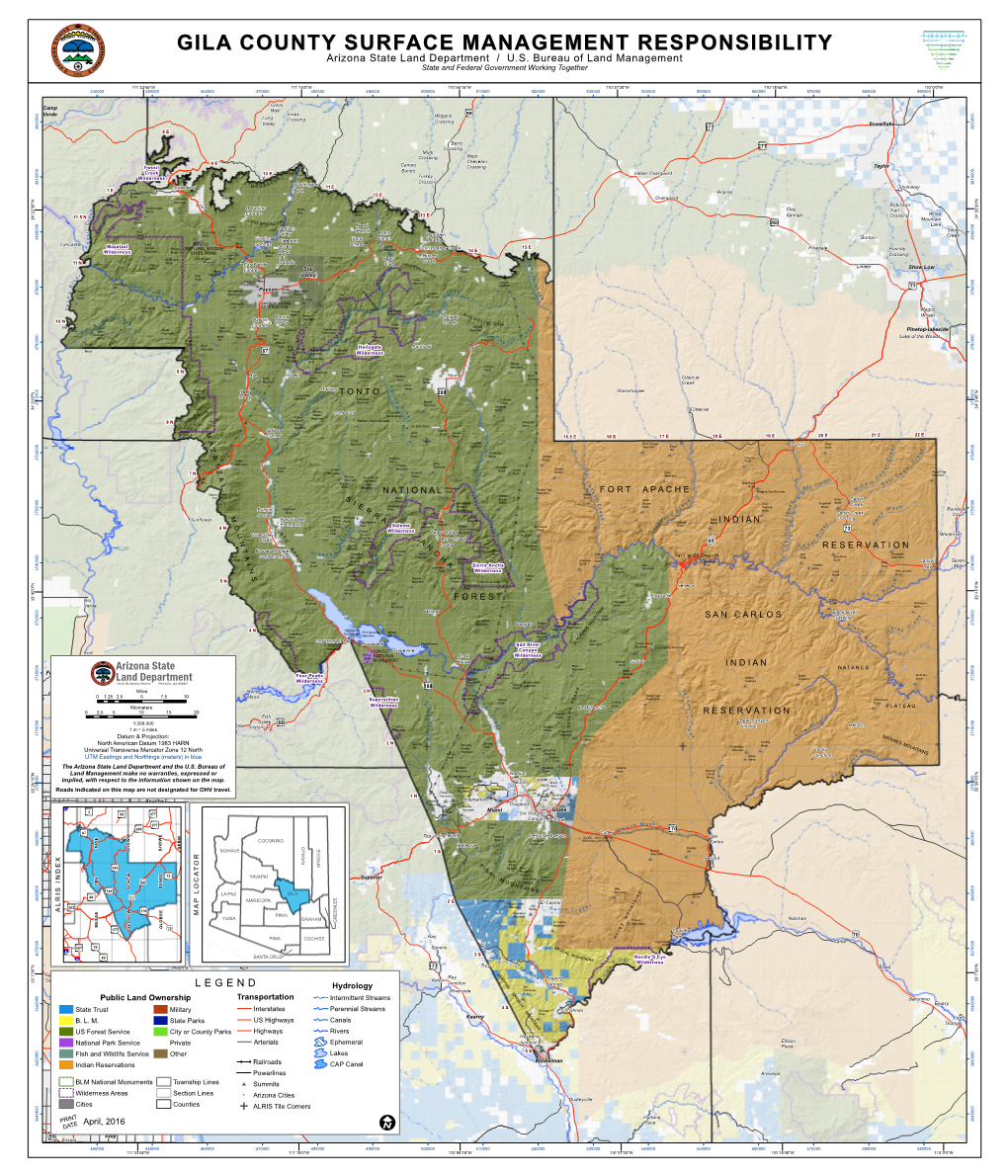 GILA COUNTY SURFACE MANAGEMENT RESPONSIBILITY Arizona State Land Department / U.S