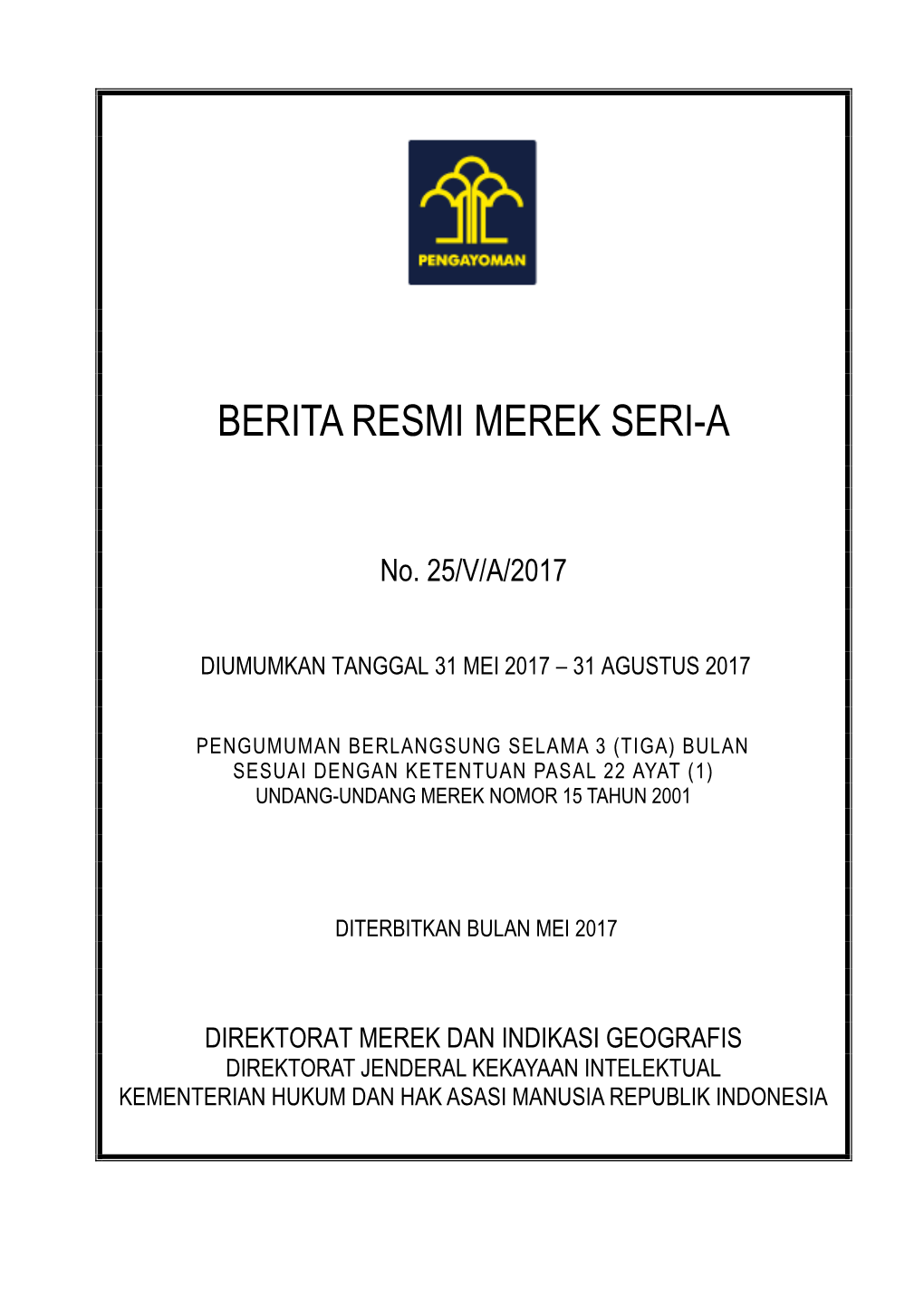 Berita Resmi Merek No. 25/V/A/2017