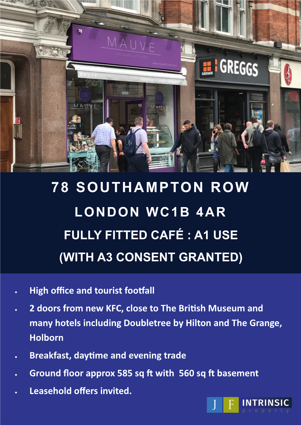 78 Southampton Row London Wc1b 4Ar Fully Fitted Café : A1 Use