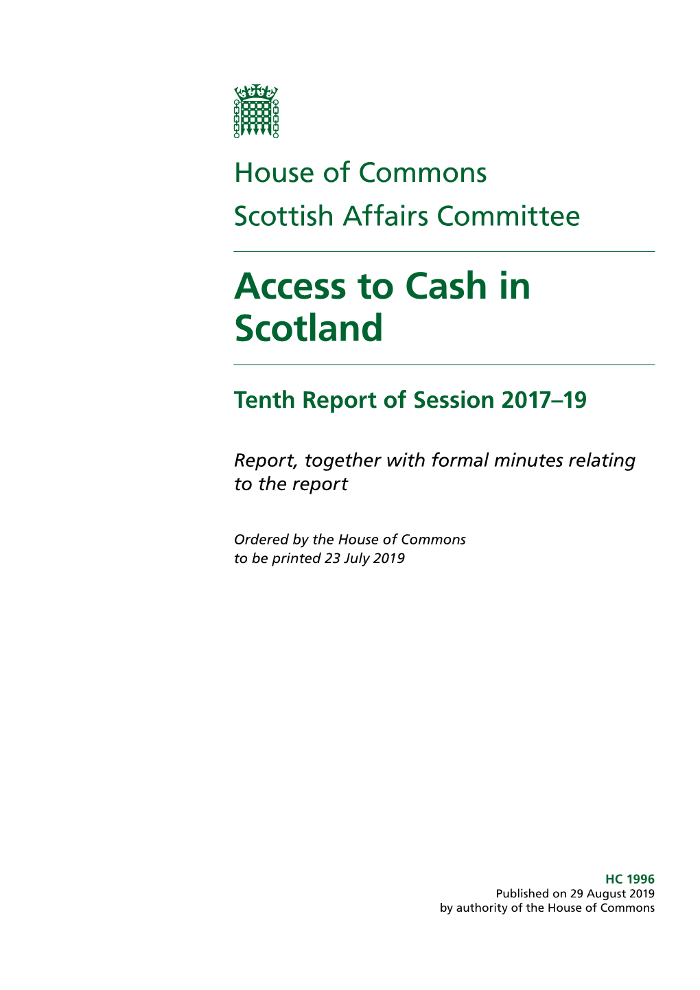 Access to Cash in Scotland