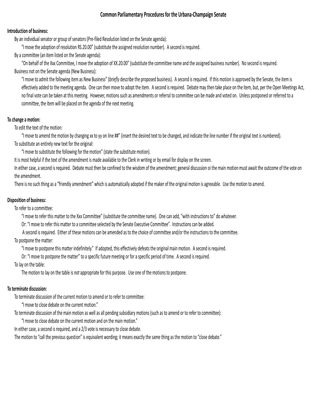 Basic Parliamentary Procedure