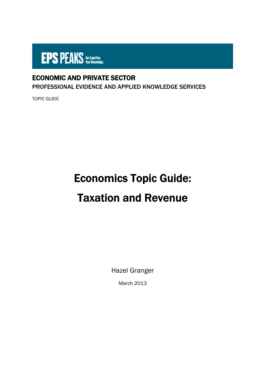 Revenue Function Topic Guide: Contents