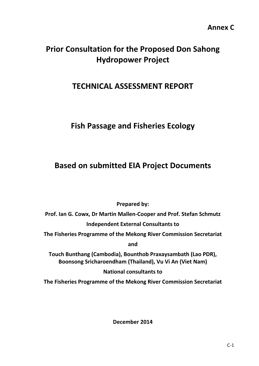 Prior Consultation for the Proposed Don Sahong Hydropower Project