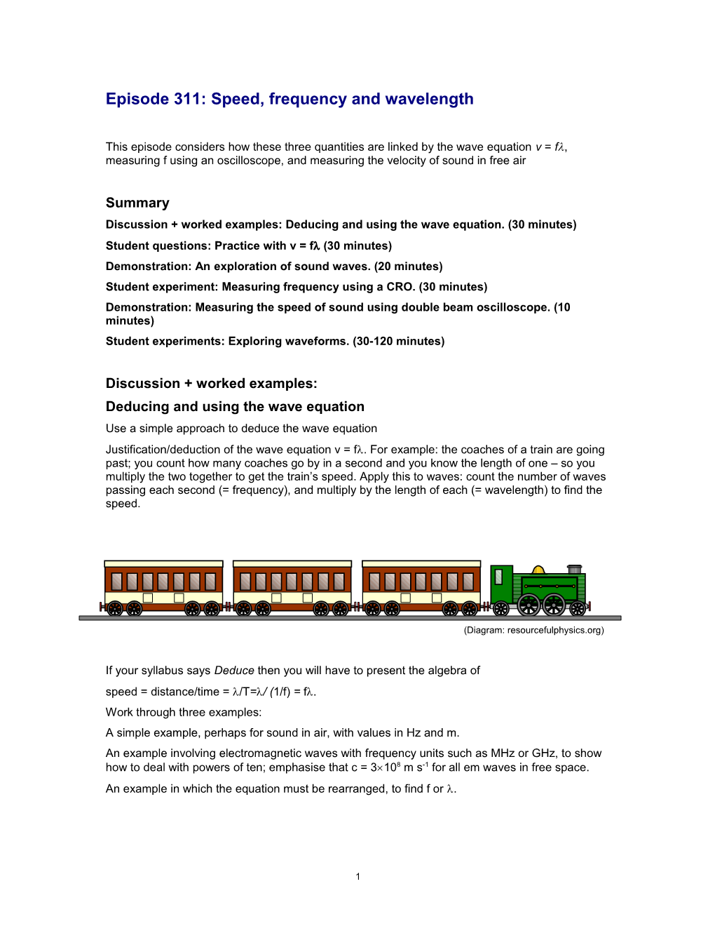 TAP311-0: Speed, Frequency and Wavelength