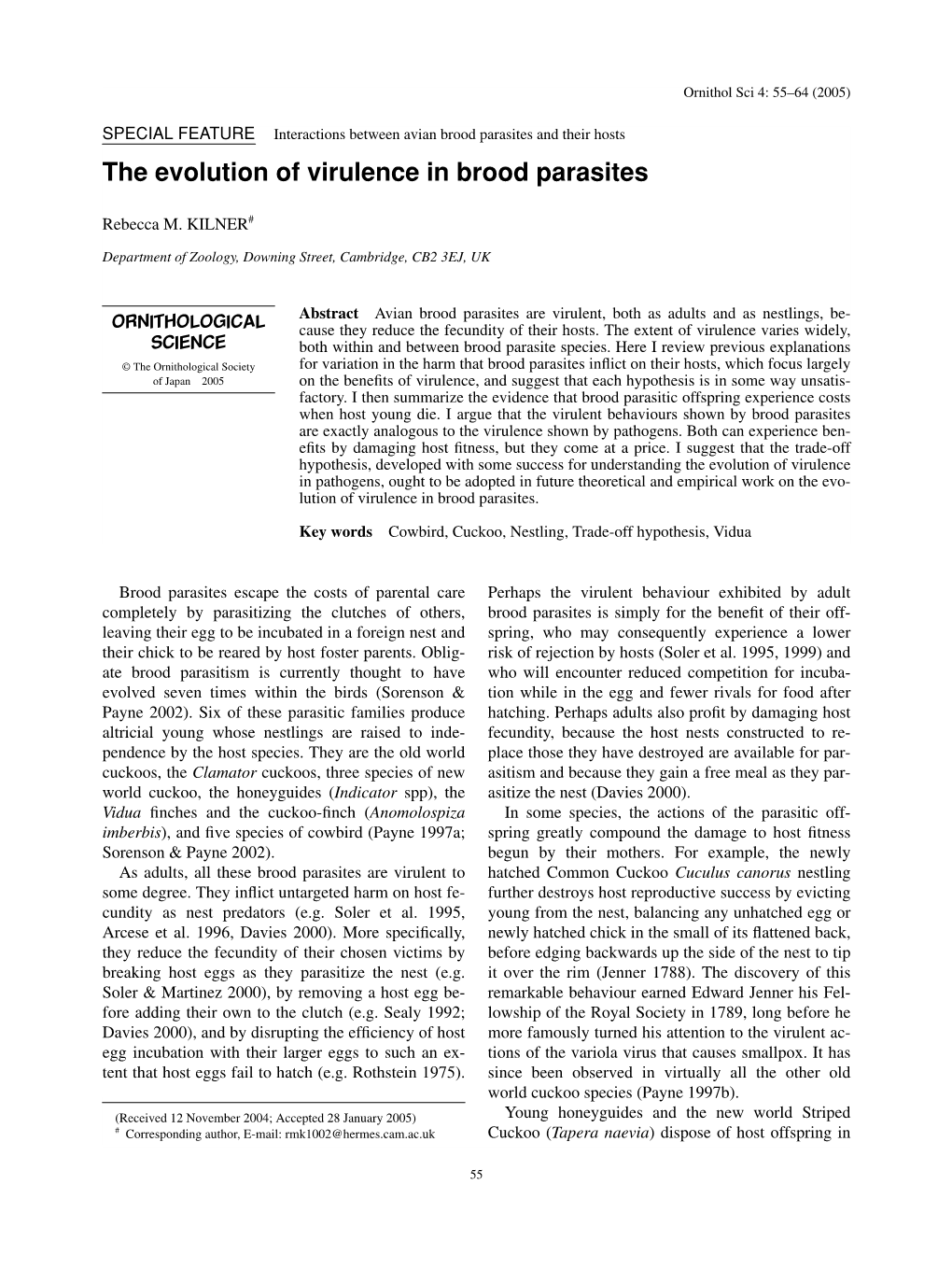 The Evolution of Virulence in Brood Parasites