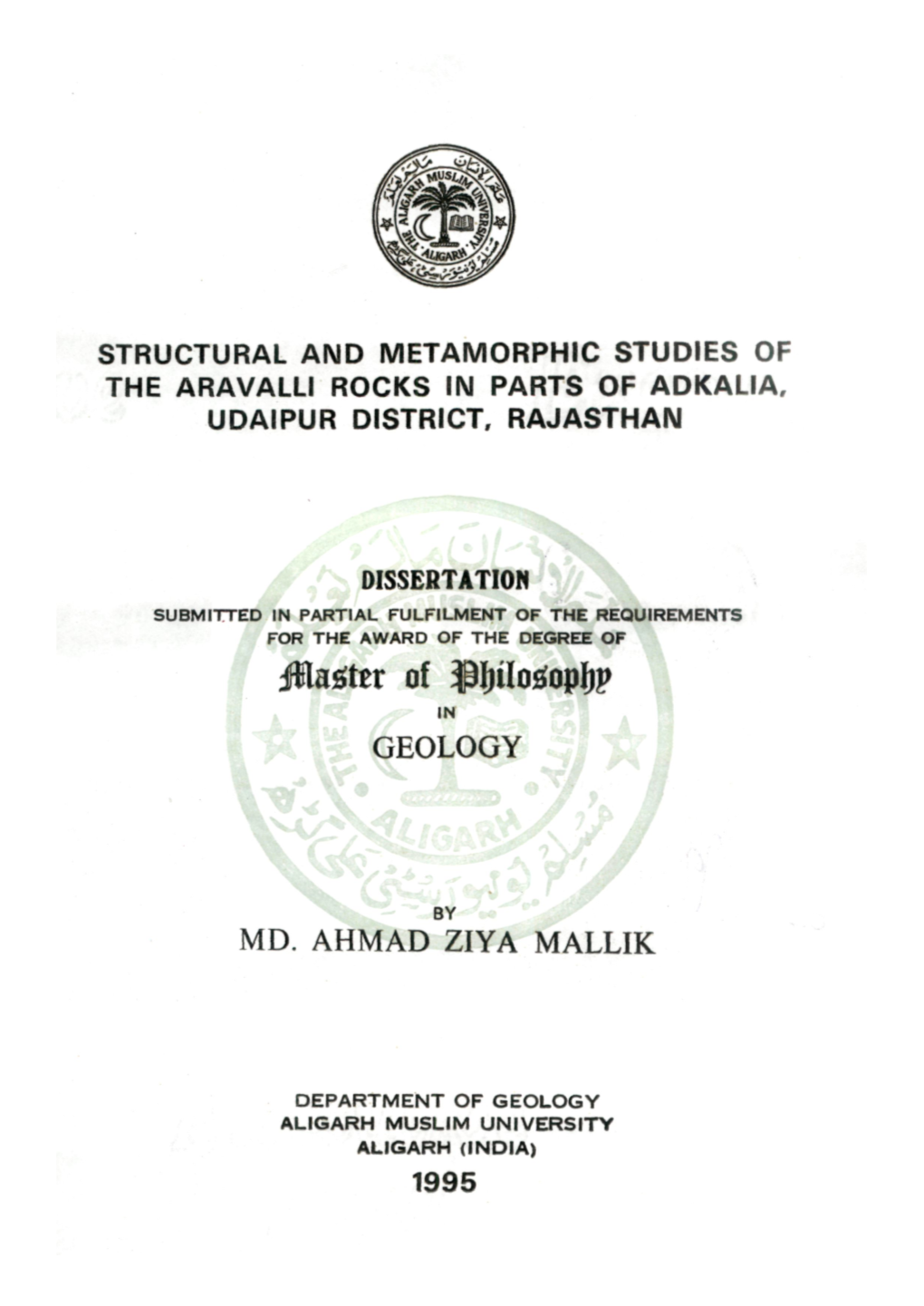 Ihaisttr of Pliiloiopiip in Hi GEOLOGY