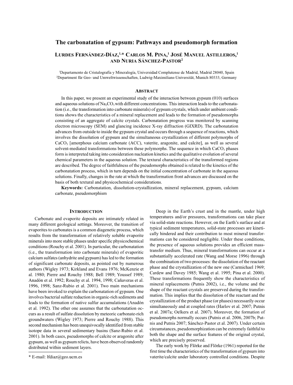 The Carbonatation of Gypsum: Pathways and Pseudomorph Formation