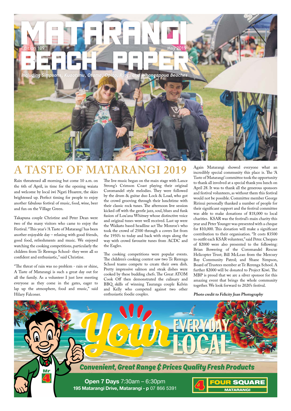 Matarangi Edition 109 May 2019 Beach Paper Including Simpsons, Kuaotunu, Otama, Opito, Rings and Whangapoua Beaches
