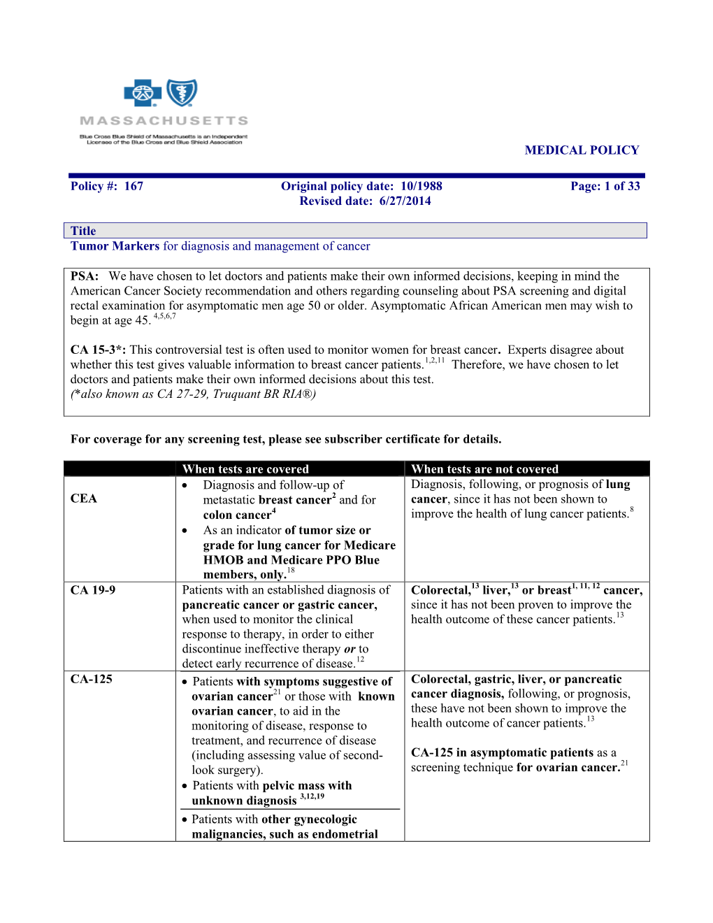 6/27/2014 Title Tumor Markers for Diagnos