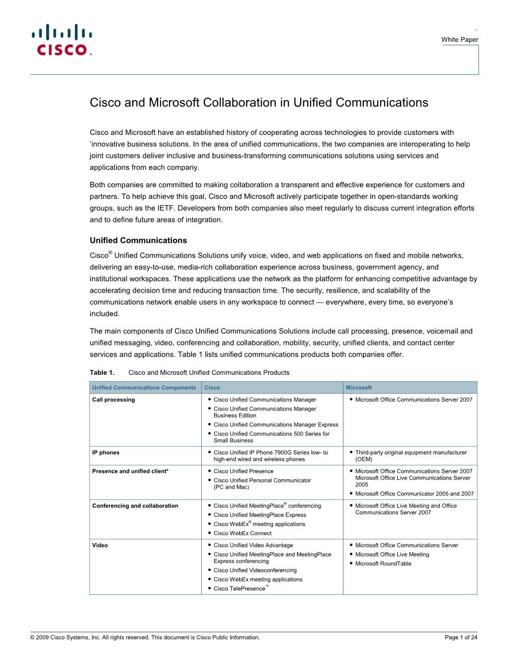 Cisco and Microsoft Collaboration in Unified Communications