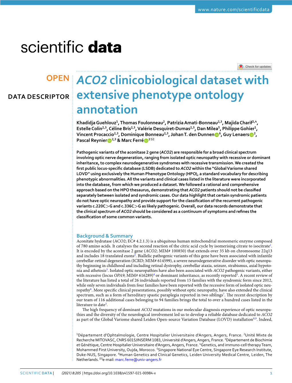 ACO2 Clinicobiological Dataset with Extensive Phenotype Ontology Annotation