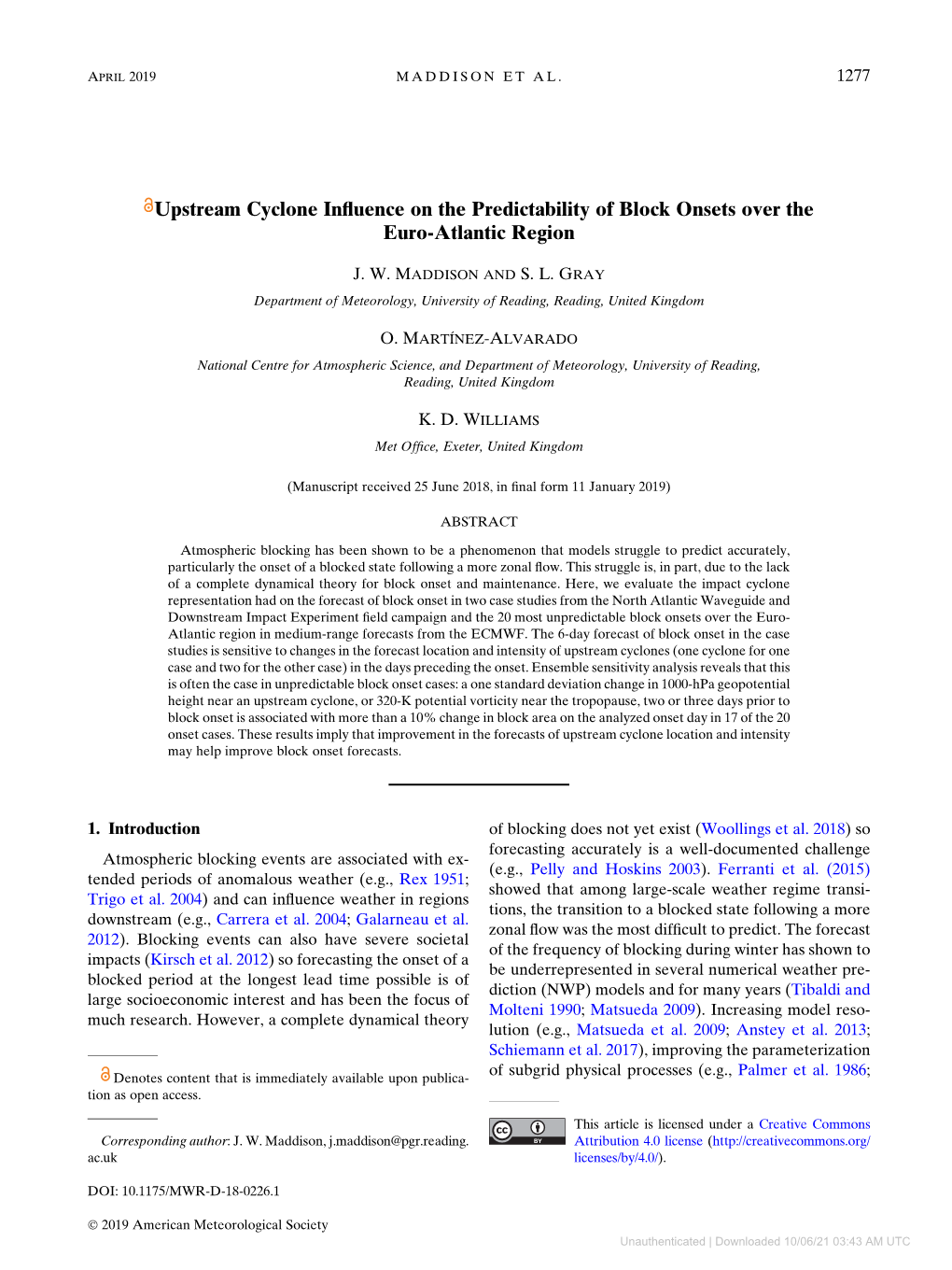 Upstream Cyclone Influence on the Predictability of Block Onsets Over