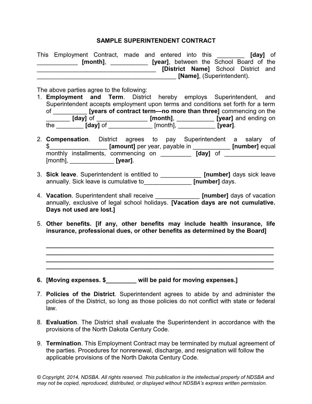 Sample Superintendent Contract