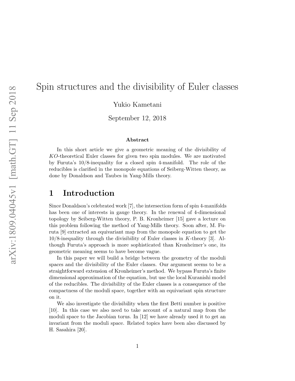 Spin Structures and the Divisibility of Euler Classes