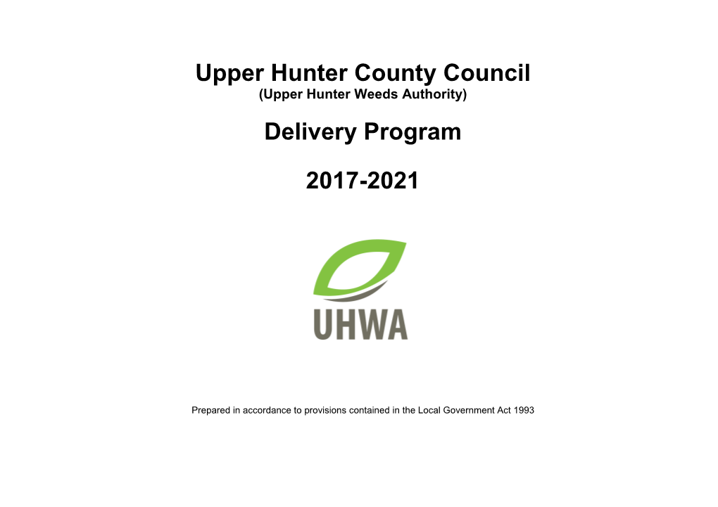 Upper Hunter County Council Delivery Program 2017-2021