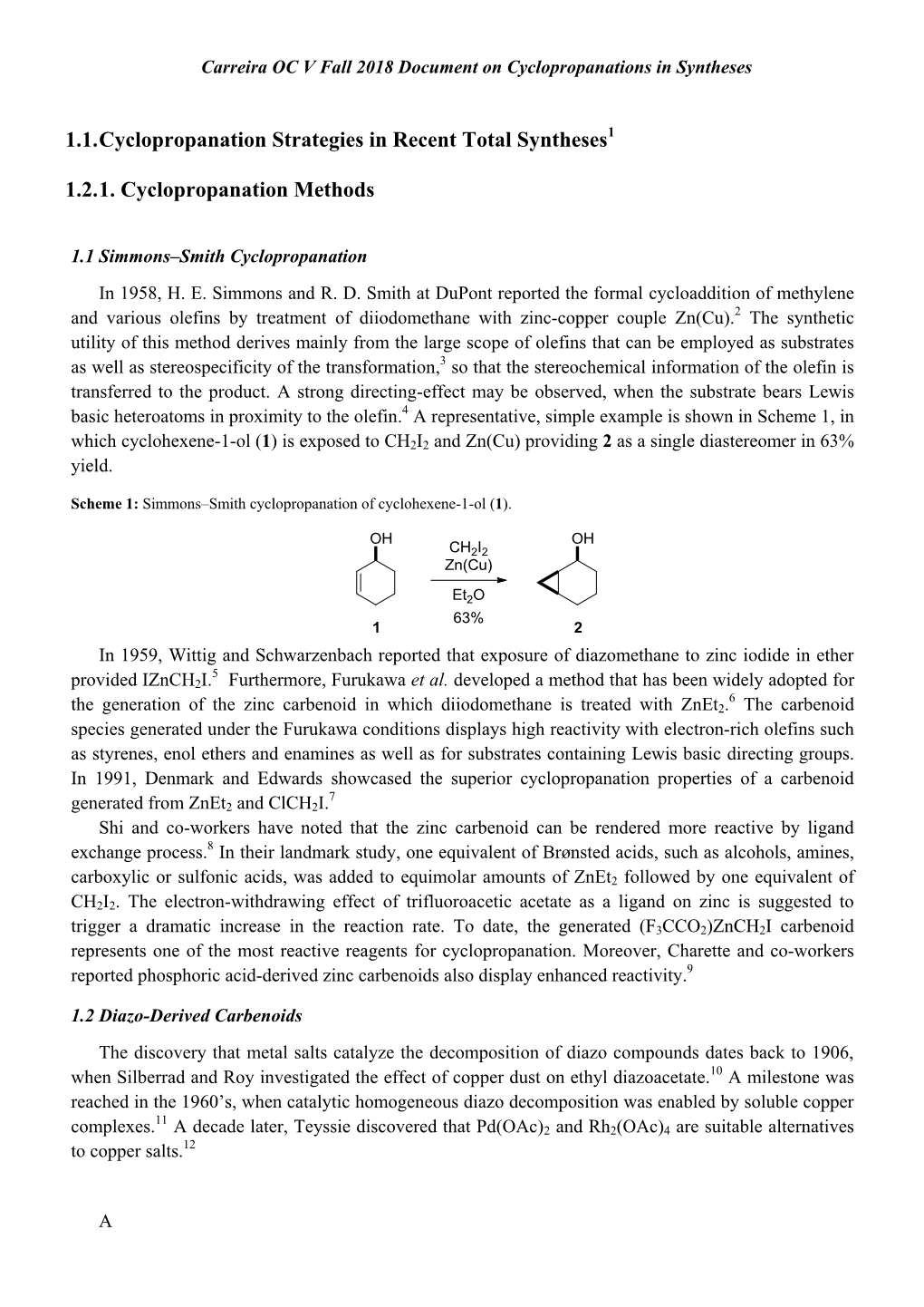 1.1. Cyclopropanation Strategies in Recent Total Syntheses1